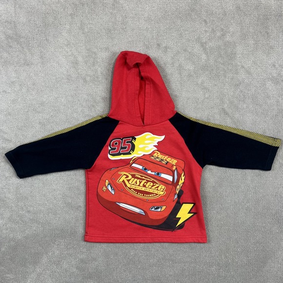 Disney Pixar Cars 3 Lightning McQueen Hoodie 2T Red Black Racing Sporty Pullover — photo 2